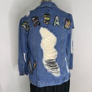 Distressed Denim Jacket Western Boho Grunge ‘Dream’ Patch Large